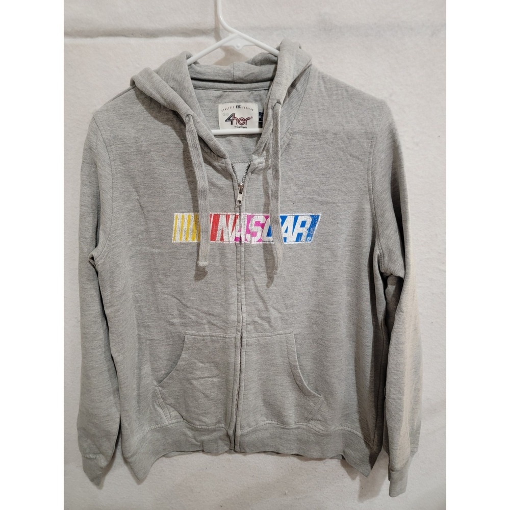 NASCAR‎ G-III Carl Banks Women's XL Gray Full Zip Hooded Sweatshirt Fleece Lined